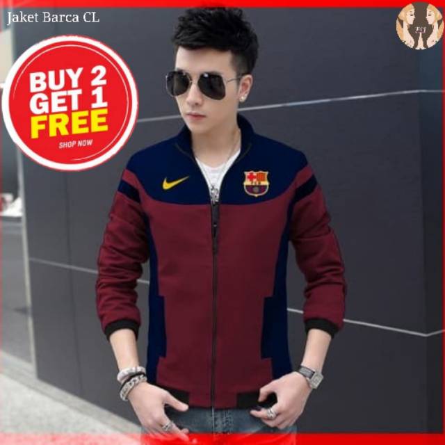 Bg Jaket Barca CL Jaket Jacket Pria Cowok Cowo Jepang Korea Trendy Modern terkini babyterry merah