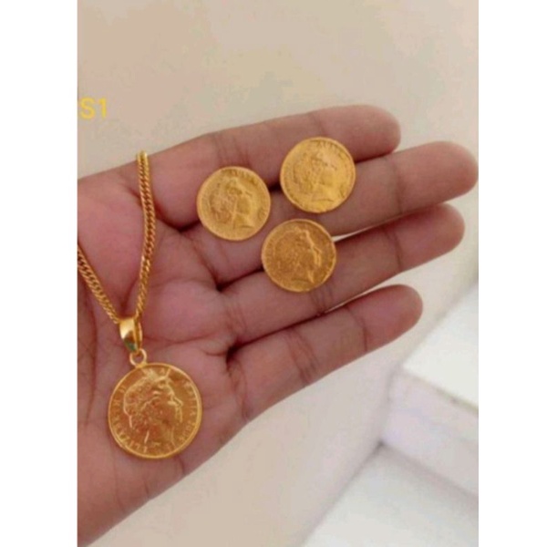 set koin Kuningan kalung titanium