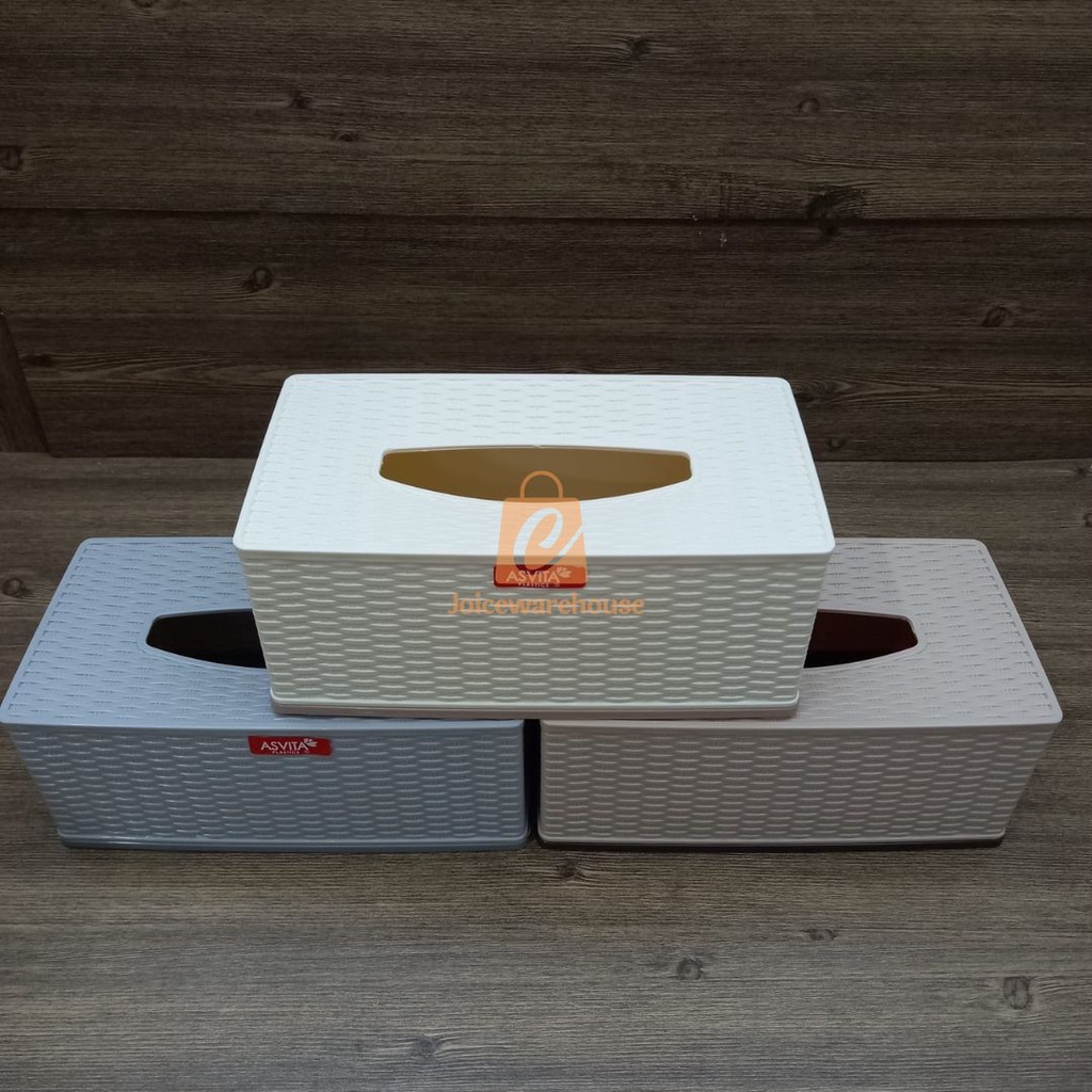 Tempat Tissue Segi Panjang Plastik Motif Rotan