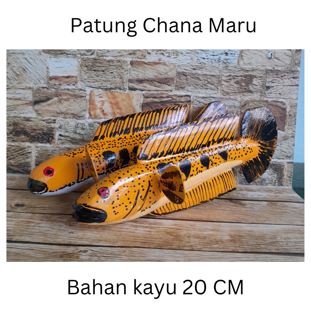 Patung Channa Maru Bahan Kayu patung ikan channa untuk latih agresif 20CM