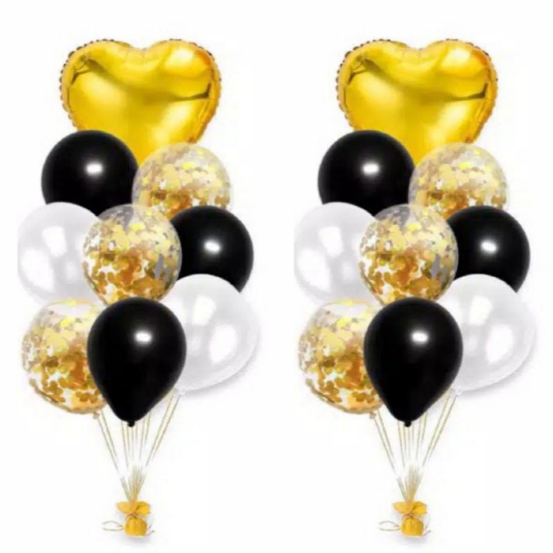 Balon GOLD-HITAM-CONFETTI Party