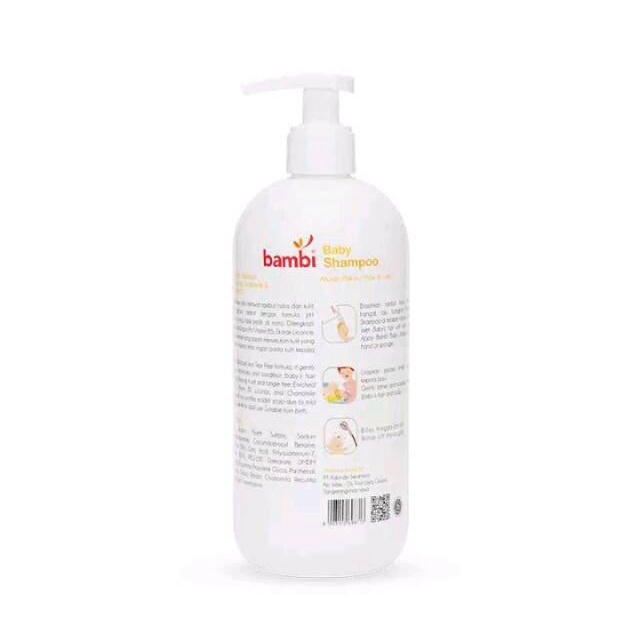 Bambi Baby Shampoo Mild On Eyes 500ml (Pump) / Bambi Shampo 100ml