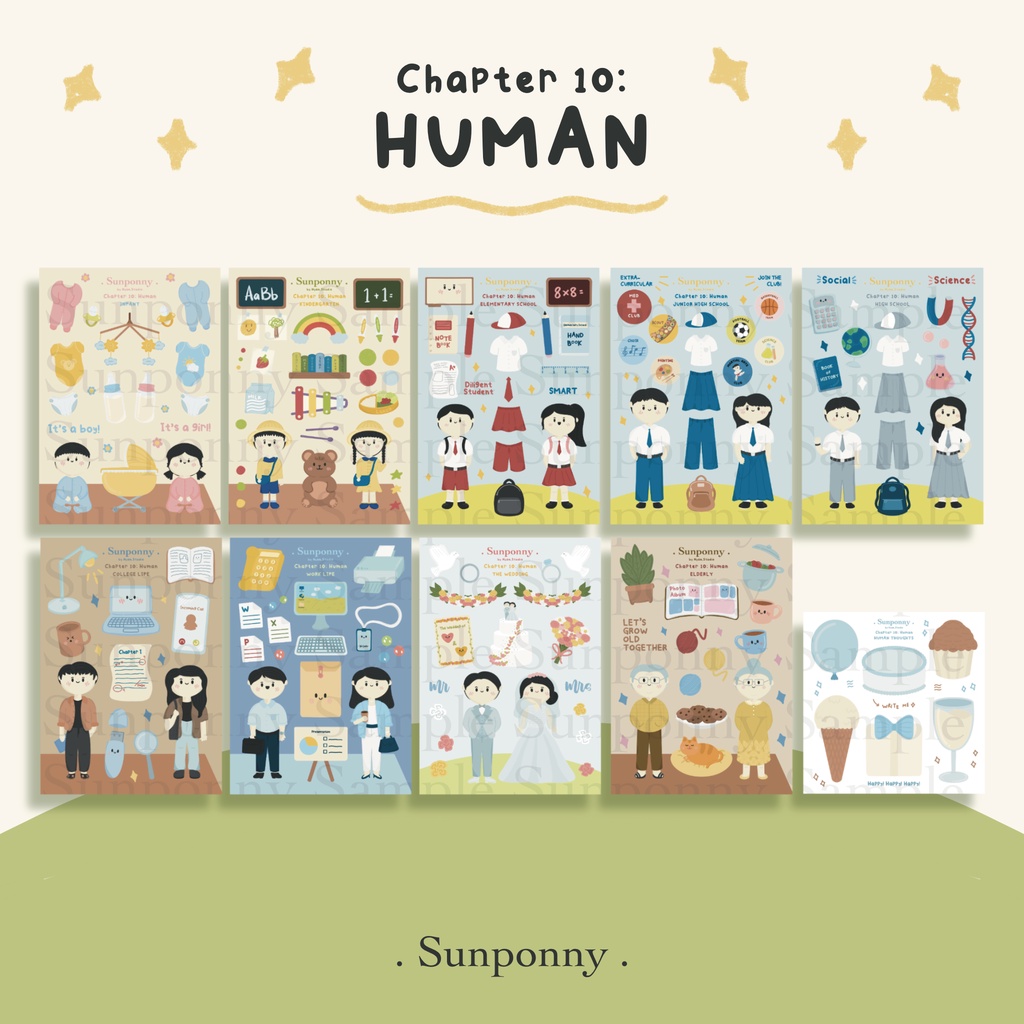 

SUNPONNY Human Series Sticker Sheet / Stiker Kiss Cut