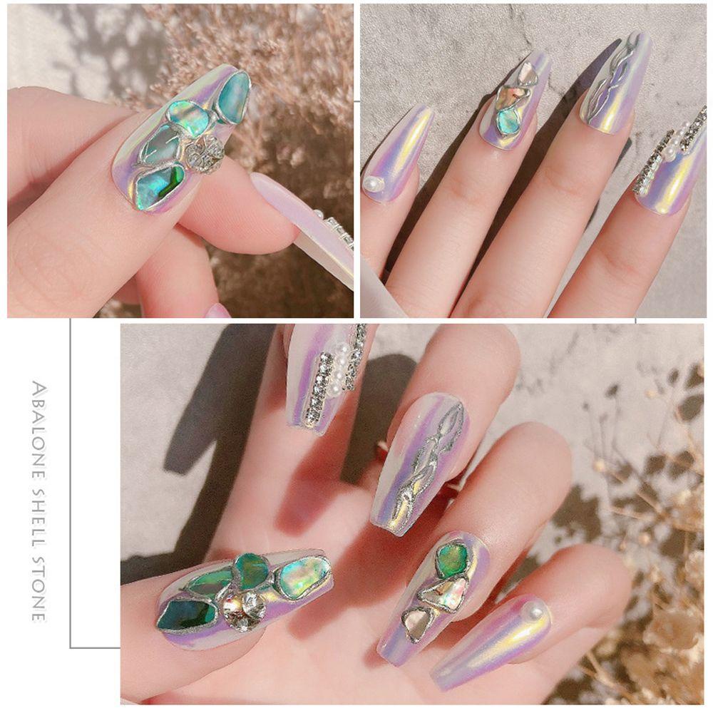 AUGUSTINA Agustina Kuku Seni Shell Irisan Warna-Warni Gadis Aurora Symphony Manicure Aksesoris Perhiasan Kuku Nail Art Abalone Slice