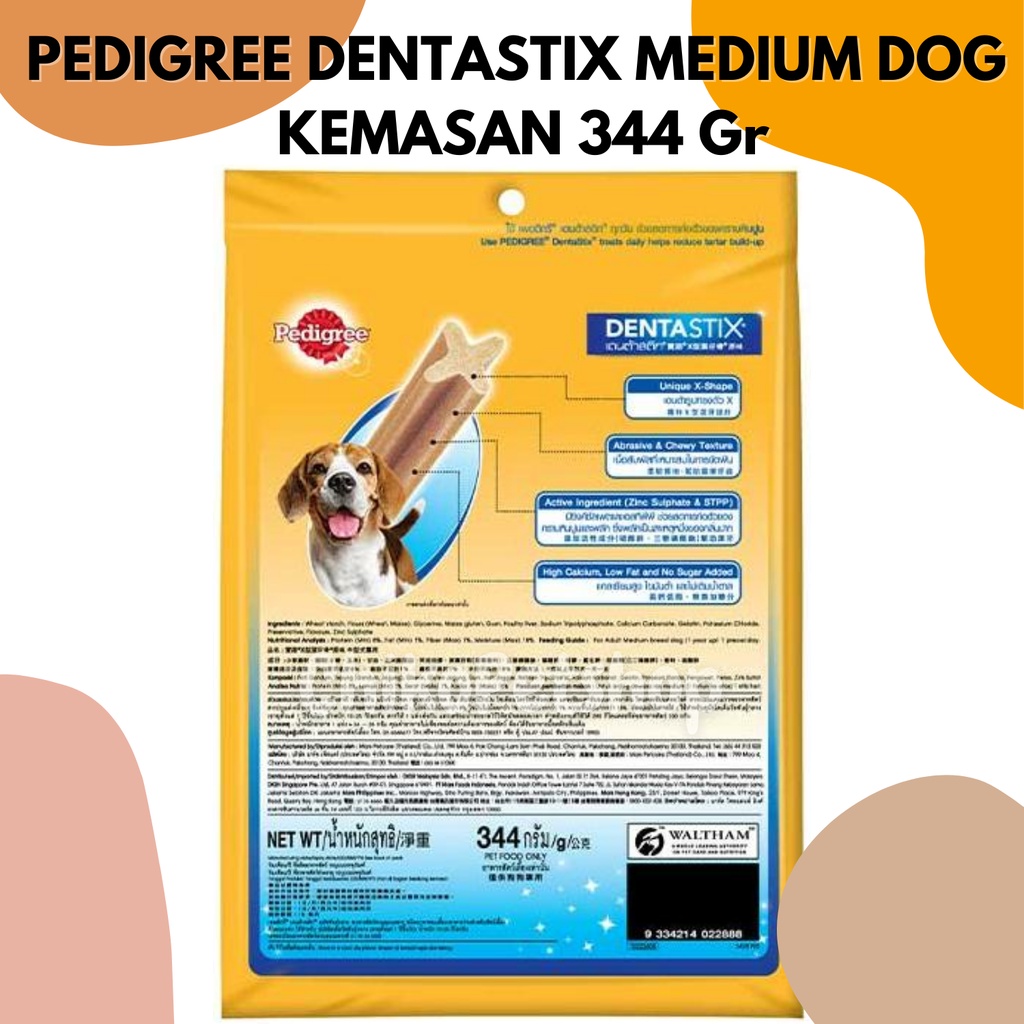 PEDIGREE® Dentastix Medium Snack Anjing 10-25Kg Kemasan 344 gr | DENTA STICK