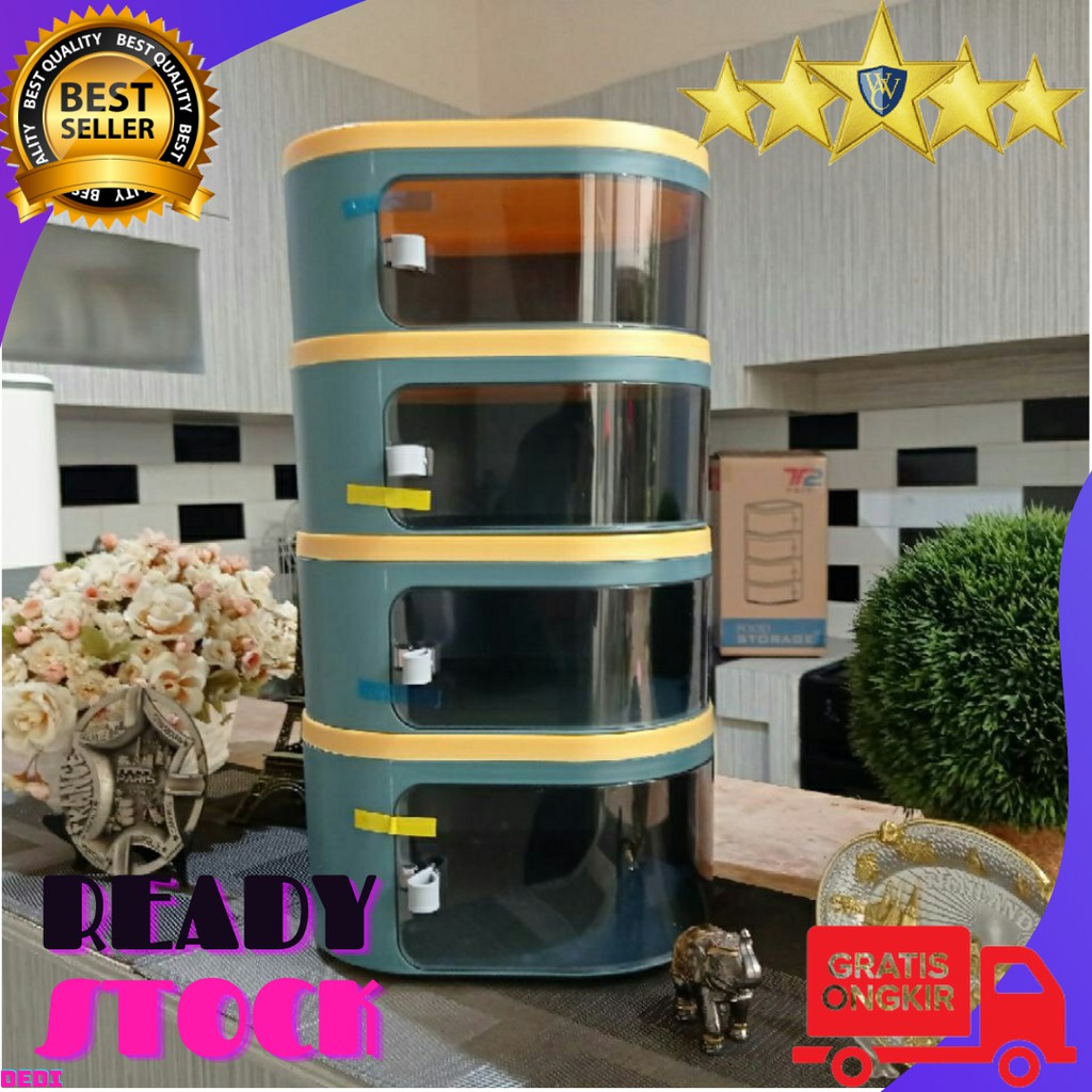 TUDUNG SAJI 4 SUSUN GEN 3 FOOD STORAGE 4TINGKAT KOTAK HIJAU MURAH COD GRATIS ONGKIR