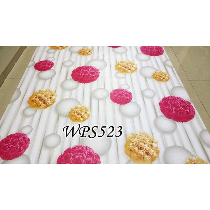 WALLPAPER STICKER PINK YELLOW FLOWER WALPAPER STIKER BUNGA DINDING