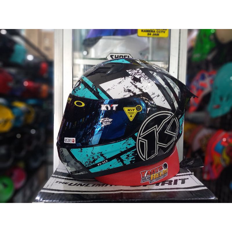 KYT R-10 #3 AQUA BLUE PAKET GANTENG