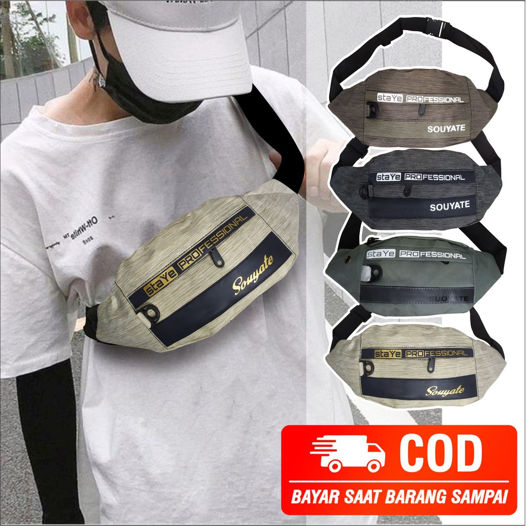 Tas Waistbag Bahan Denim Distro - Selempang Pinggang Pria Wanita - Murah Keren - PG - 8814