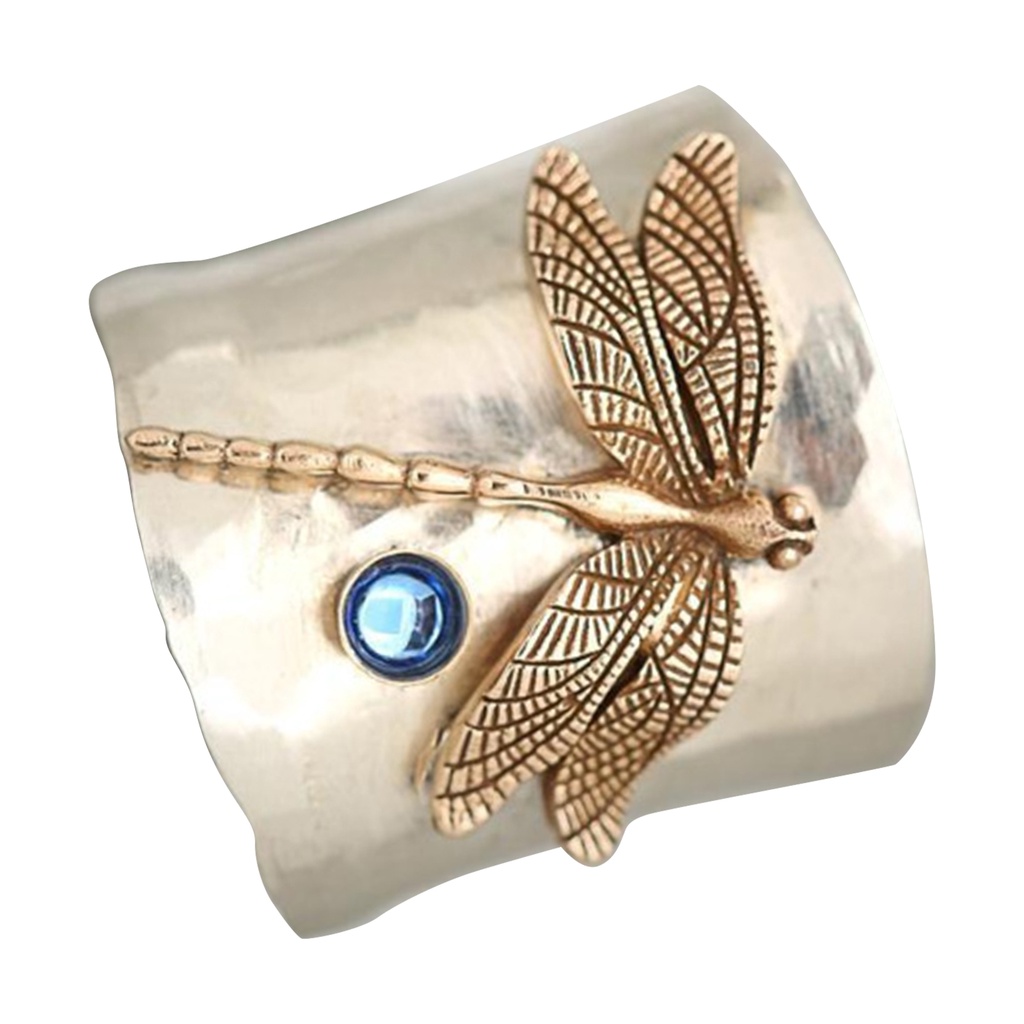 Hu Hu Hu Hu Hu Alat Bantu Pasang Kacamata♡ Cincin Bentuk Capung Bahan Alloy Warna Emas Gaya Vintage Untuk Pesta