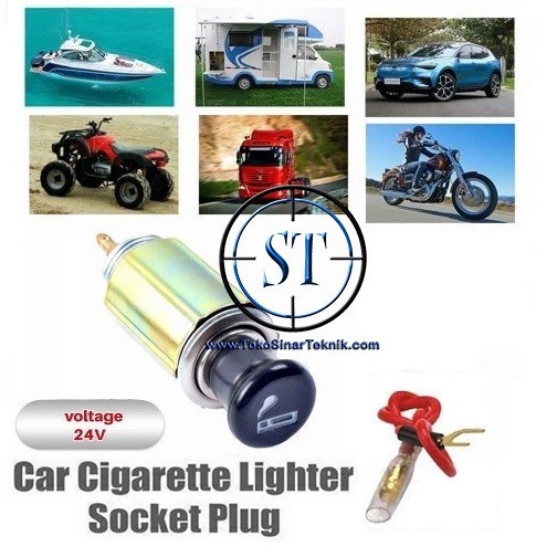 Auto Socket Lighter Dc 12V / 24V Colokan Rokok Mobil Truck Cigarette Car Truk Pemantik Socket Universal