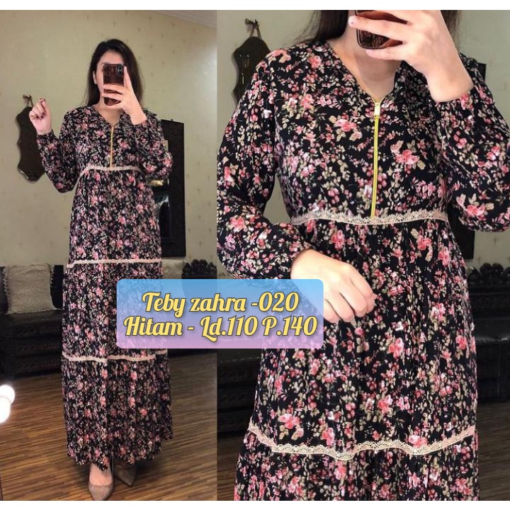 TEBY DASTER ARAB ZAHRA FLOWER RAINBOW SERIES RAYON VISCOSE ALL SIZE ORI-HITAM 020