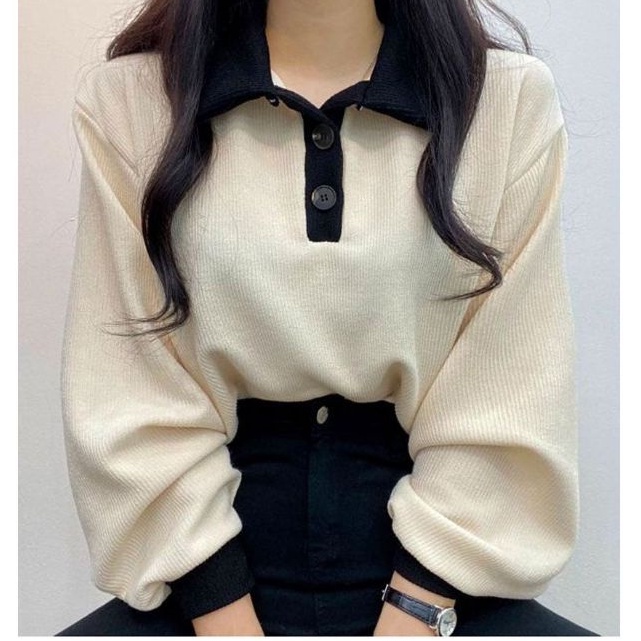 Sweater Wanita - Collar Girl Sweater Kerah Wanita - Sweatshirt Sweater Wanita