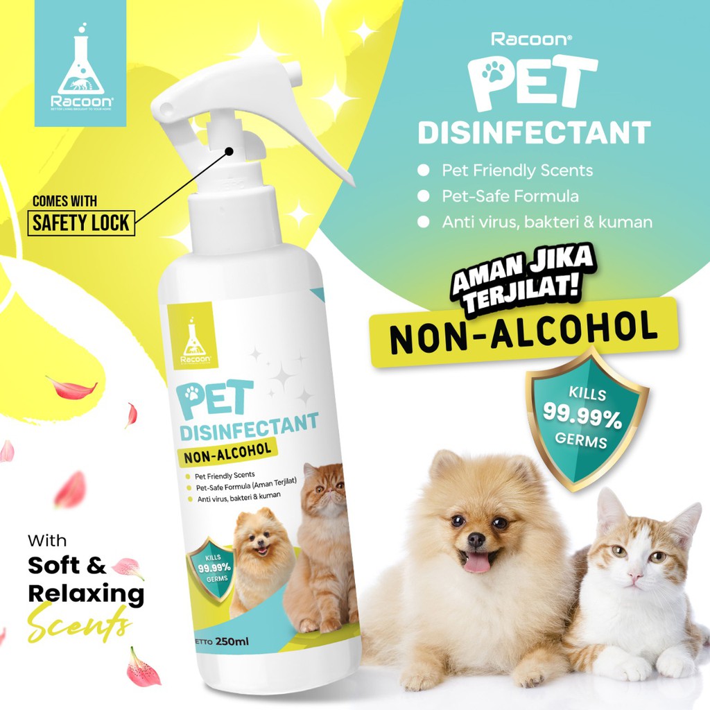 Racoon Pet Disinfectant  ALCOHOL FREE / Disinfektan Anjing Kucing 250ml