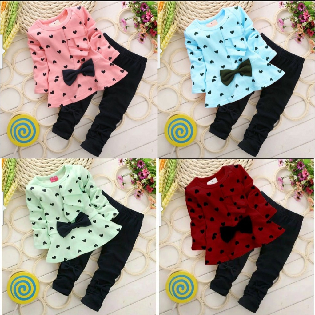 *[RXFK] Stelan Anak Perempuan / Setelan Kitlie Love / Stelan Lucu Anak / Set Anak Terbaru