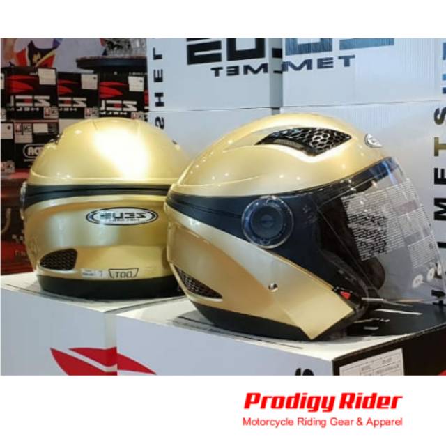 Helm Zeus zs610 Halfface Dual Visor Golden Yellow