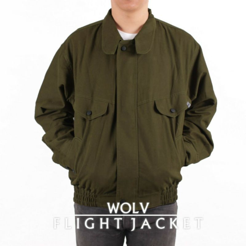 Jaket Pria Jaket Premium Canvas Aero Flight Hijau Army Aero Flight Wolv