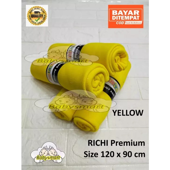 Babysmart - 4 Pcs RICHI Premium Bedong Bayi BABY Single Colour / Selimut bayi / Alas tidur bayi / Bahan Halus