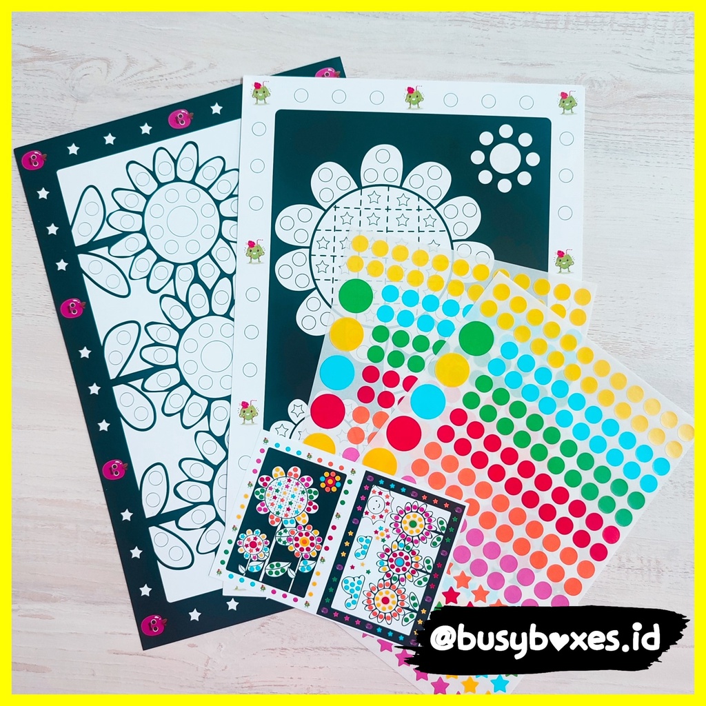 [busyboxes.id] Mainan Edukasi anak 2 tahun mainan edukasi anak 3 tahun Aktivitas anak menempel sticker bunga worksheet preschool