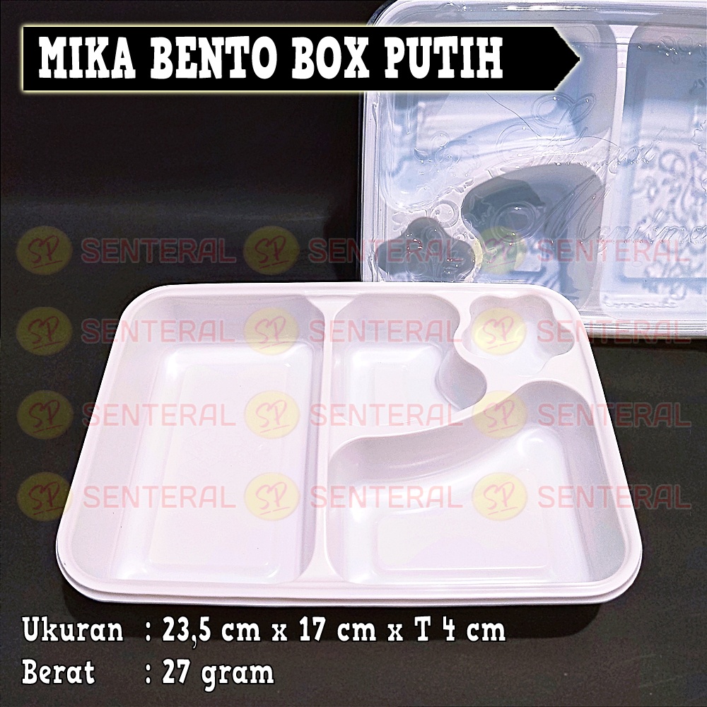 Mika Bento Box Kotak Putih / Box Bento Sekat 4 (Tebal)