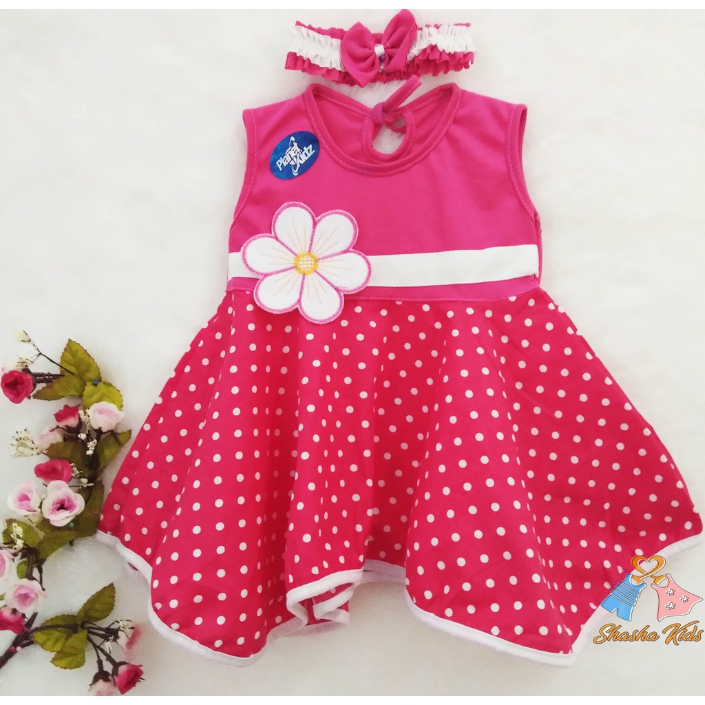 [S-03] Baju Bayi Perempuan/Dress Bayi  Perempuan Planet Kids motif bunga  cantik   0-6 bln Bonus BANDANA