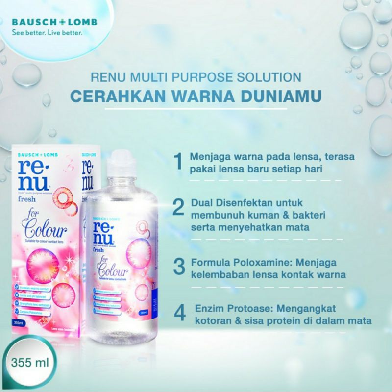 Air Softlens / Cairan Pembersih Softlens RENU FRESH COLOUR 355 ML