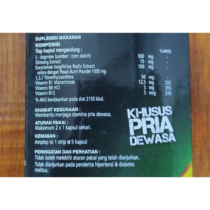 Neo Hormoviton Pasak Bumi / Suplemen Pria / Menjaga Stamina / 5 Kapsul