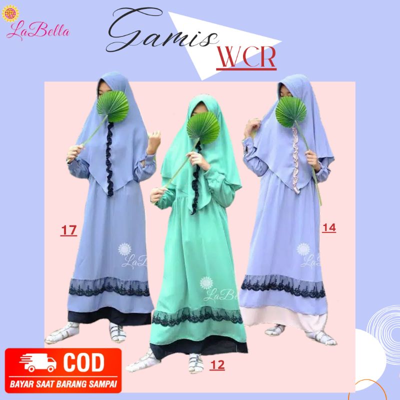 LABELLA GAMIS POLOS VARIASI RENDA REMAJA 12 - 17 TAHUN BAHAN WOLLYCRAPE PREMIUM WCR SERIES LONGDRESS