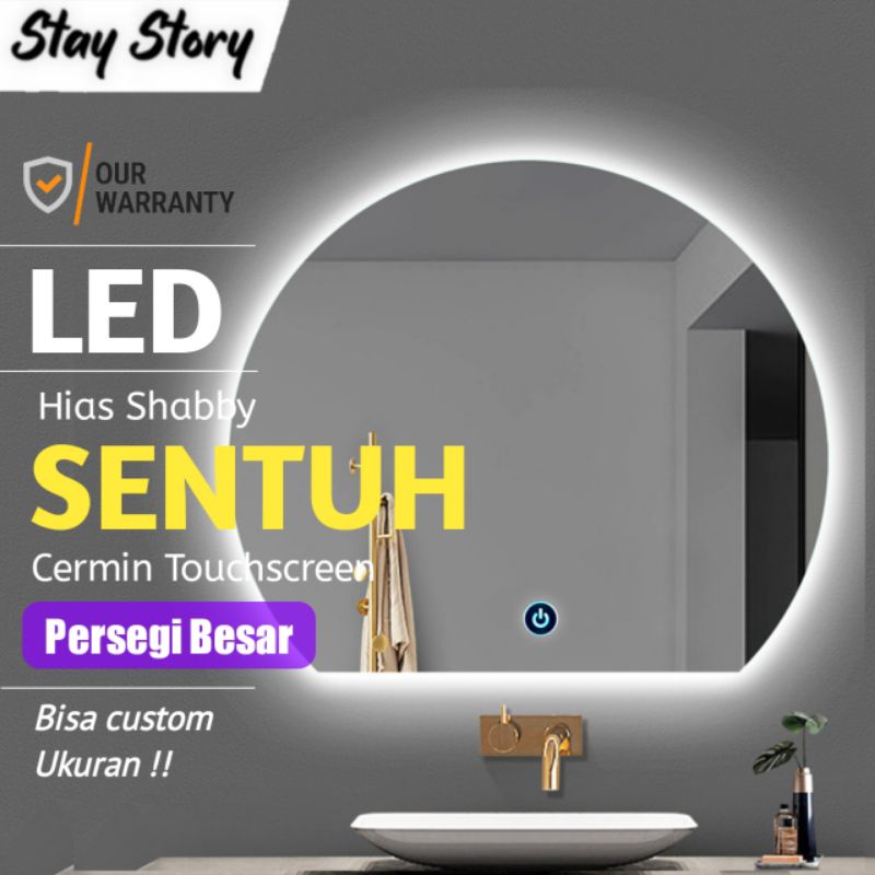 Jual Cermin Led Kamar Mandi Wastafel Aesthetic Dinding Touch Screen