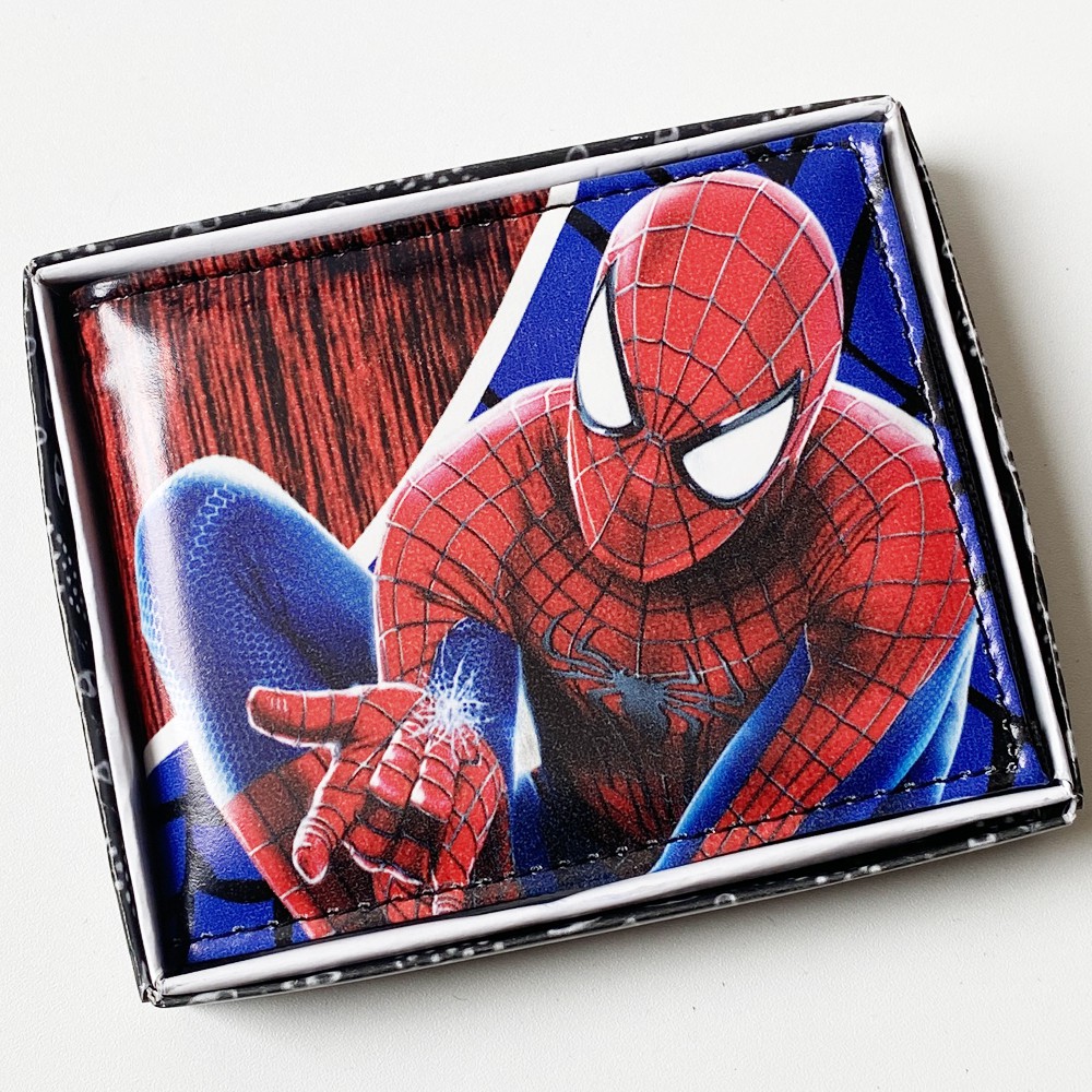 11.11&amp;12.12 BIG SALE!! Dompet Anak Karakter Super Hero Spiderman Dompet Anak Laki Laki Lipat Dua Dompet Kulit PU SP90 + BOX
