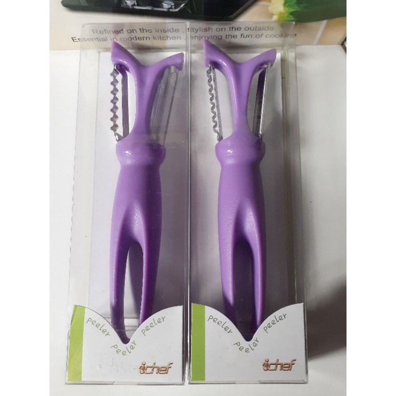 PEELER ICHEF -  ALAT KUPAS BUAH DAN SAYUR - WARNA UNGU - CERAMIC PEELER ICHEF