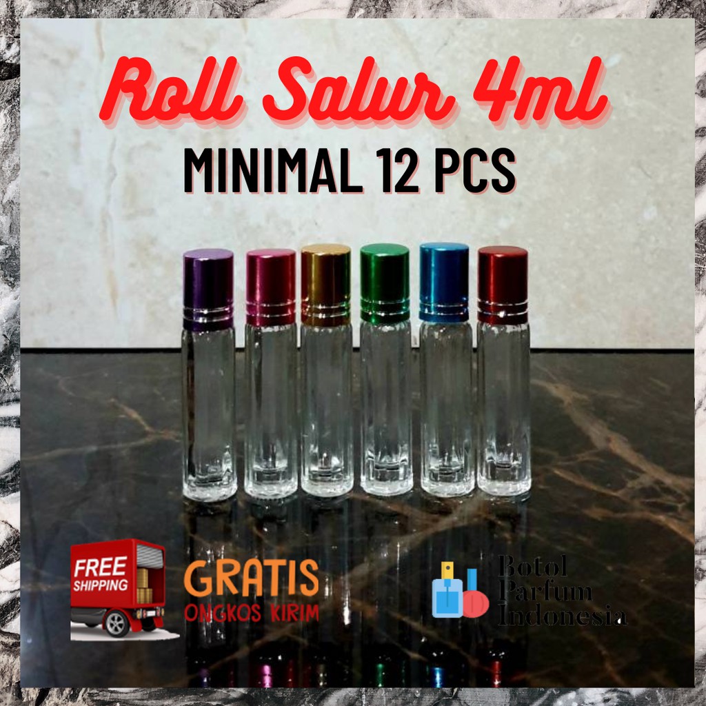 [GROSIR] Botol Parfum Roll Salur Kaca 4ml - Botol Parfum Roll On Kaca