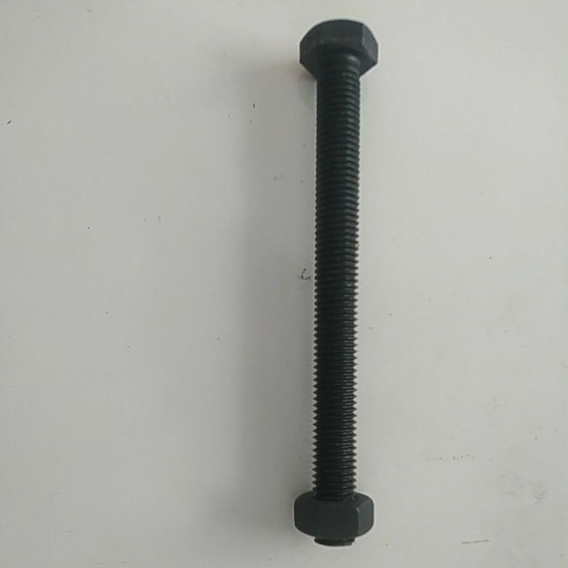 baut mur baja hitam 8.8 full drat M 14 x 150 mm pitch 2.00 kunci 22 panjang 15 cm