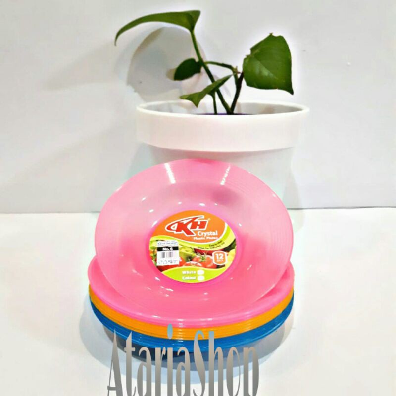 Pisin plastik/Piring kecil isi 12pc kristal warna KH P-6