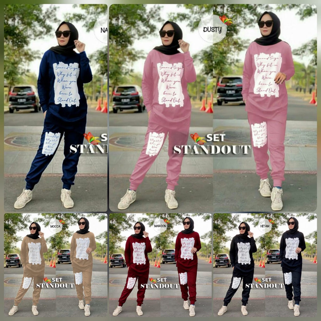 SET STANDOUT FASHION PAKAIAN WANITA SETELAN BABYTERRY JCHM