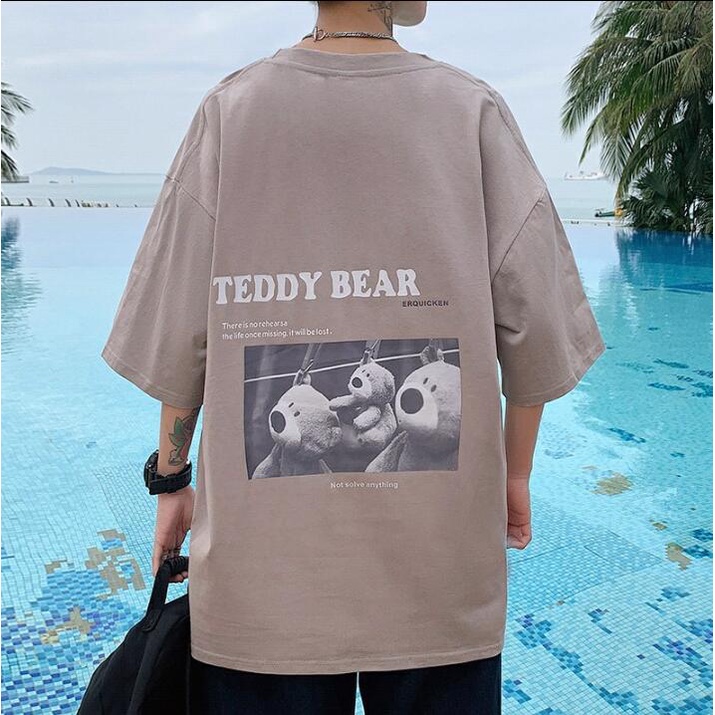 Baju Atasan Korean Style / T-Shirt Oversize Unisex Teddy Bear Katun Premium Impor (A089-CC52)