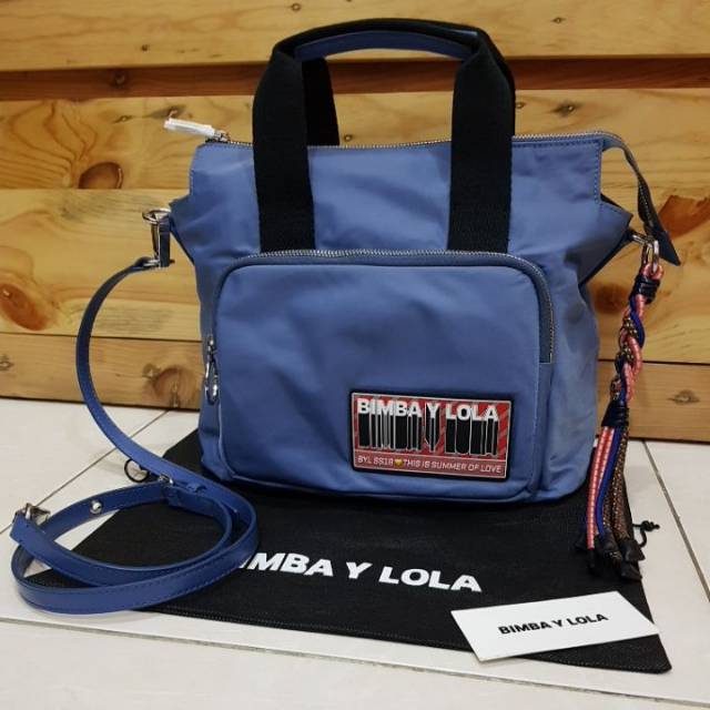 Tas wanita / Tas selempang  BIMBA Y LOLA Medium Shopper biru muda Original