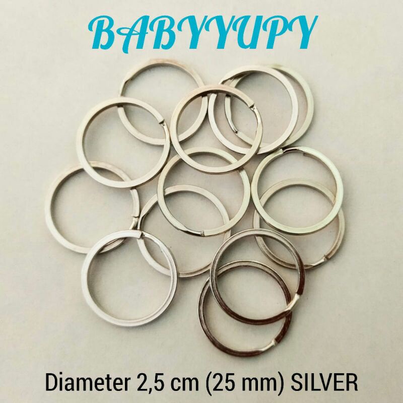 Ring Gantungan Kunci Pipih Nikel isi 50 pcs -  Ring O Ganci Tebal