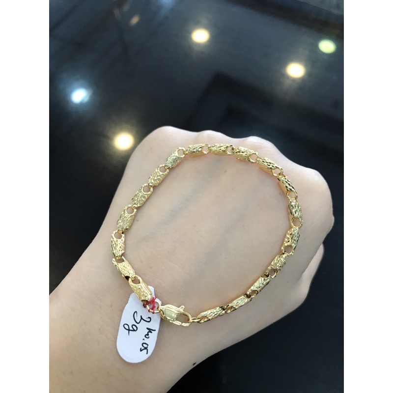 Gelang bambu mesin ukir emas asli kadar 375