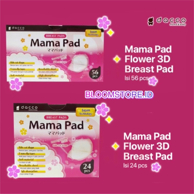DACCO MAMA PAD Mamapad Mamapads Breast Pad Breastpad Breastpads Pads 3D isi 24 24s 56 56s Penyerap Asi Side Cut Shape Bantalan Murah Termurah Original Premium