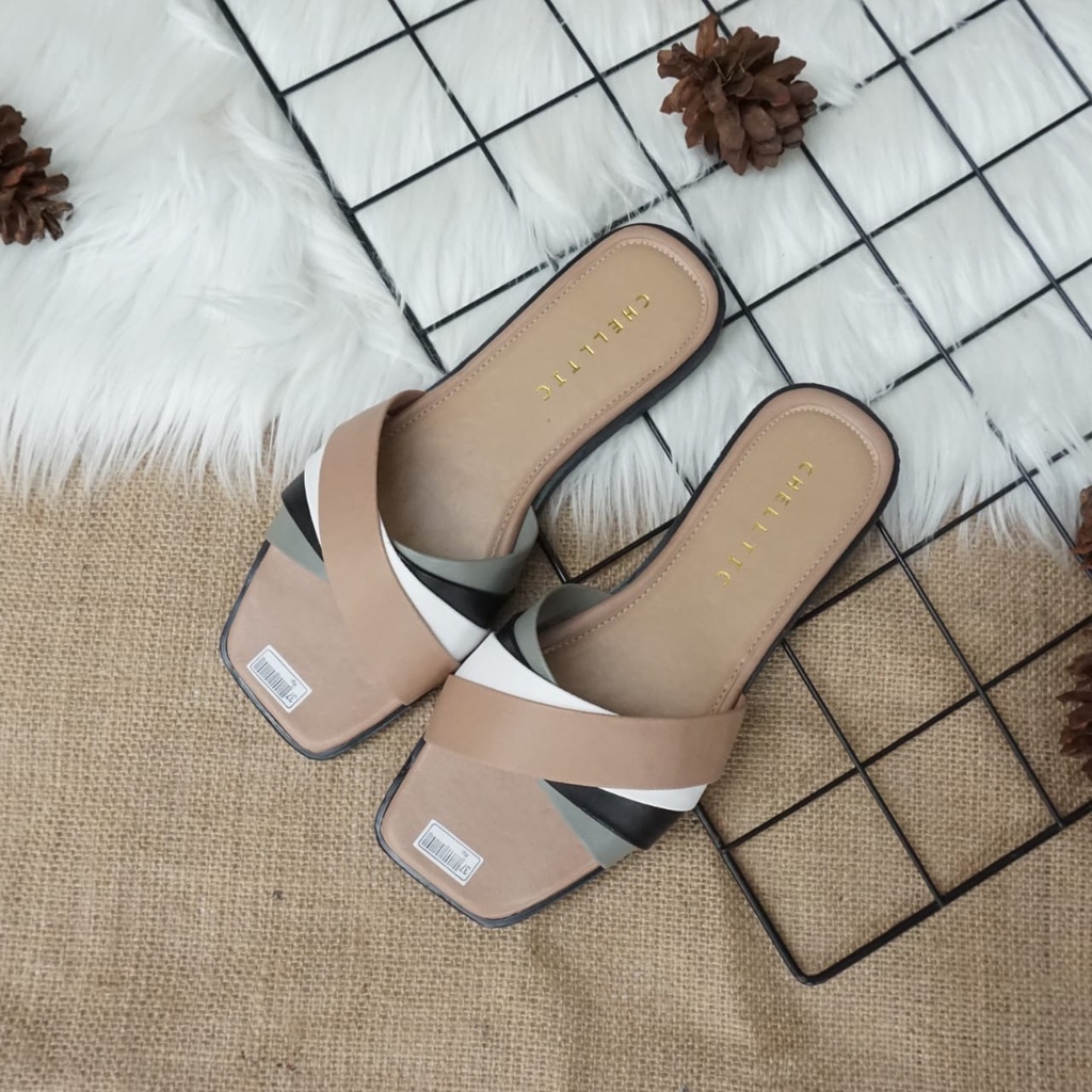 Sendal Teplek Wanita Casual/Selop Cewek Remaja/Wedges Perempuan Kekinian Bisa Bayar Ditempat/Women Sliper Bukan Zara Sandal Wanita Flat/Teplek/Valerie Sandals Wanita