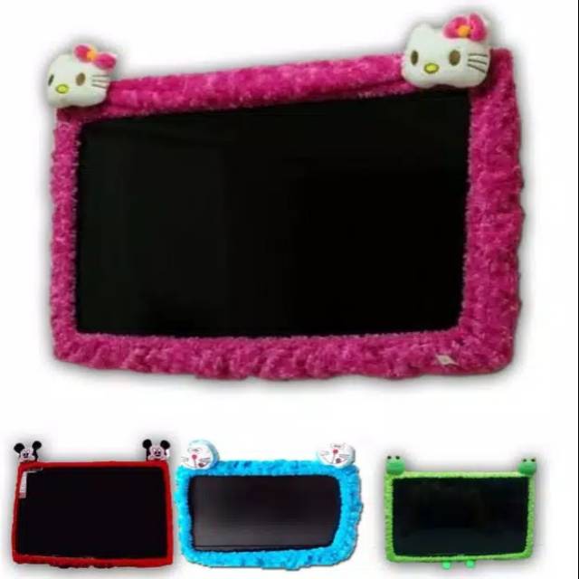 [ADN] Bando TV 19 - 32 Inch Sarung / Cover TV  Bahan Rasfur Lembut Karakter Doraemon Hello Kitty Mic