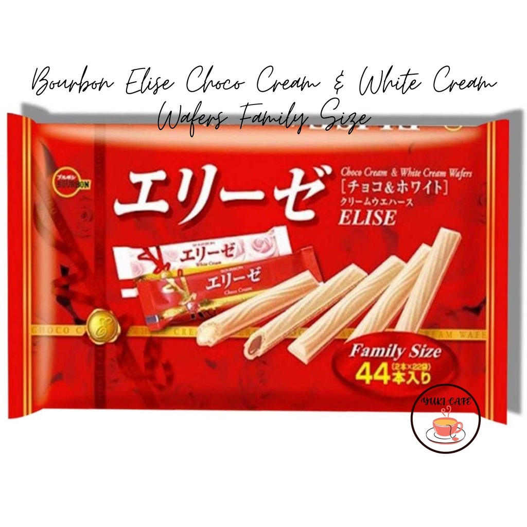 

BISKUIT - BOURBON ELISE CHOCO CREAM & WHITE CREAM WAFERS FAMILY SIZE