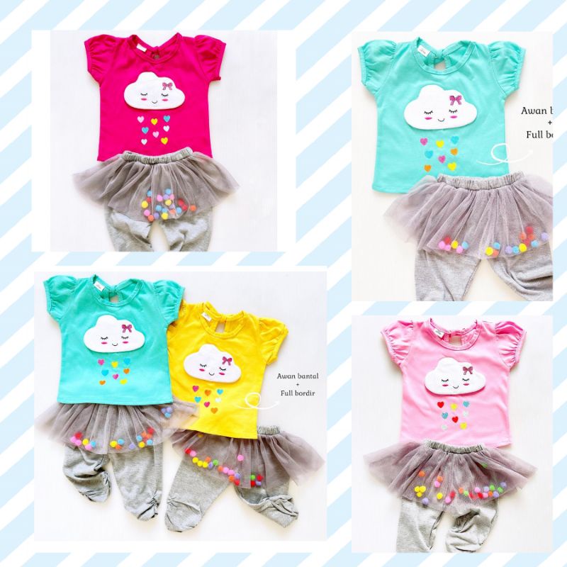 Setelan celana tutu BAYI 3-18 bulan / UNICORN tutu suit / BAJU SETELAN ANAK CELANA TUTU UNICORN AWAN