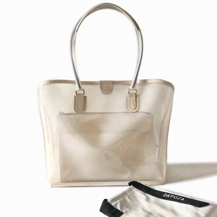 Dapoza Visibag Set Maxi PVC / Tas plastik transparan wanita - Creme