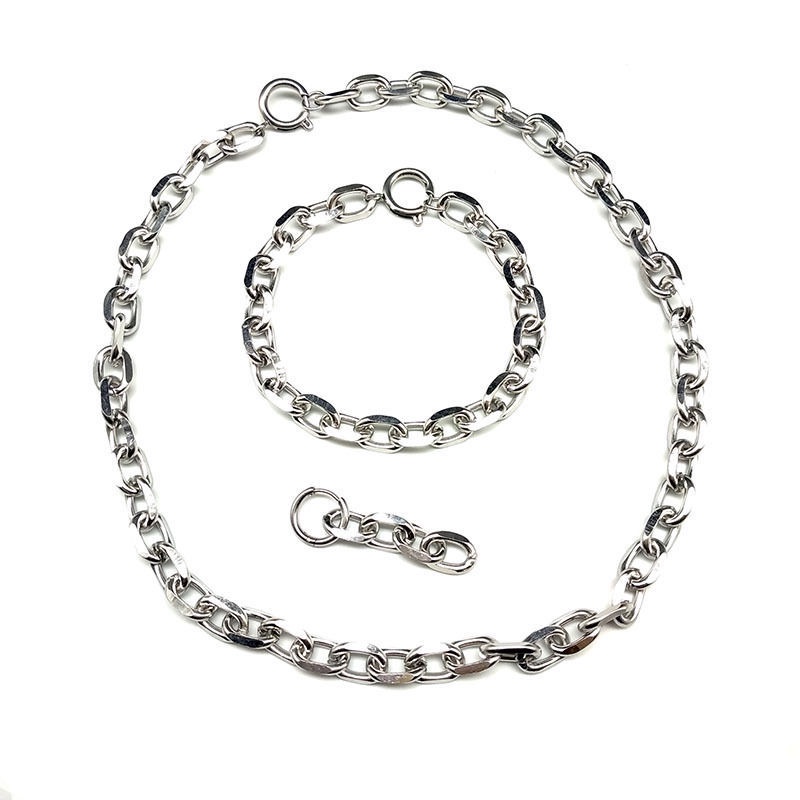 Klasik perhiasan baja titanium set sederhana tebal chain kalung hip hop Gelang ornamen aksesoris had