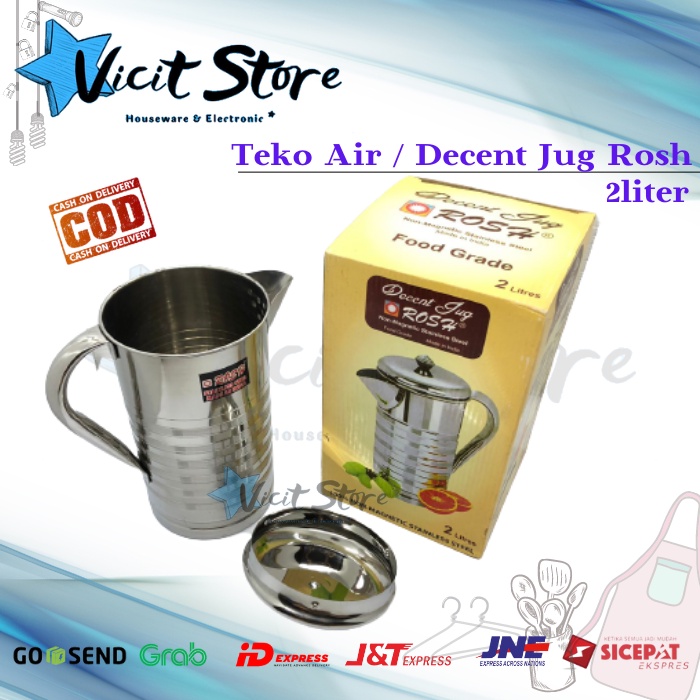 Rosh Dencent Water Pitcher Jug 2 Liter / Teko Air Stainless ROSH