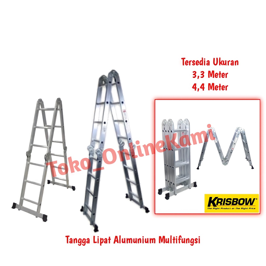 Tangga Aluminium Multifungsi 3,3m Dan 4,4m Krisbow/Tangga Serbaguna/Tangga Kuat/Tangga Lipat/Tangga Berkualitas/Promo Tangga Lipat Krsibow