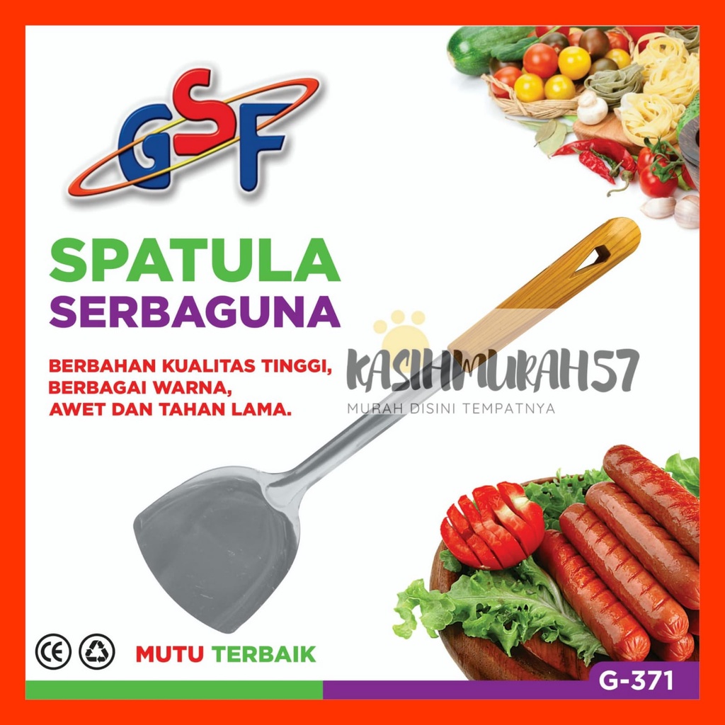 SUTIL STAINLESS STEEL GSF G-371 / SUTIL GAGANG MOTIF KAYU / SPATULA SERBAGUNA GSF 371 / SPATULA GSF G 371 / SPATULA GSF 371 / GSF G-371