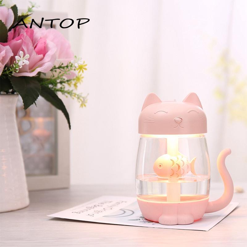 Humidifier Diffuser Aromaterapi Purifier Lampu 350ML Tidur Usb Anak Kucing ANTOP